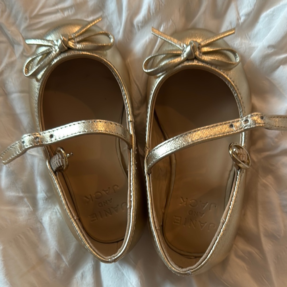 Janie and Jack Gold Kids Ballet Flats
